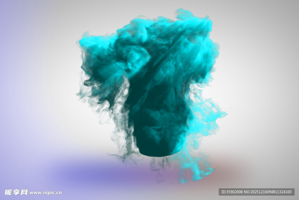 蓝墨水中的梦幻烟雾效果