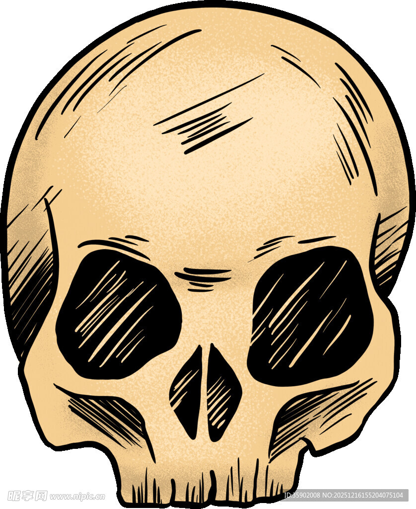 手绘风格人类头骨图案