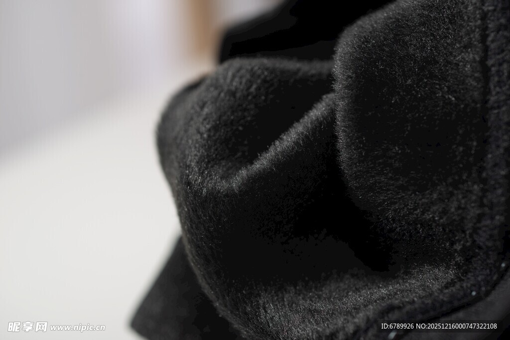 黑色绒布布料细节特写