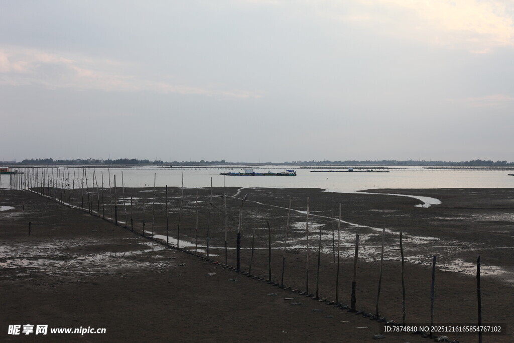 海边围栏处的开阔景致
