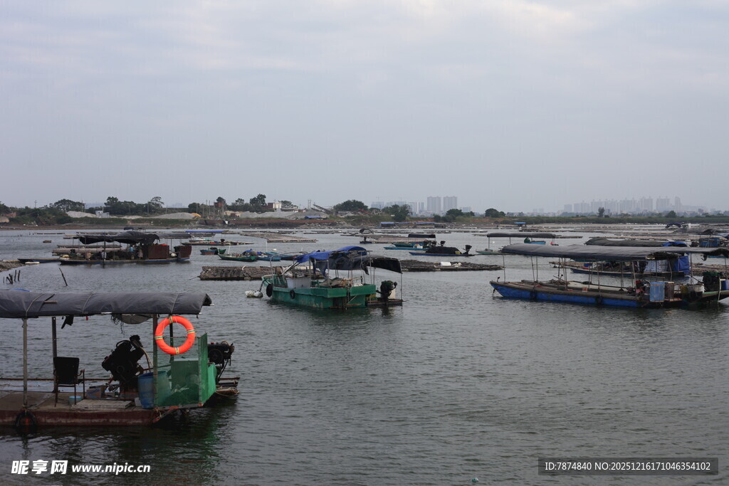 水上停泊的多彩船只