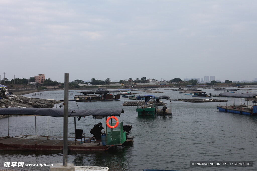 水上停泊的多彩船只