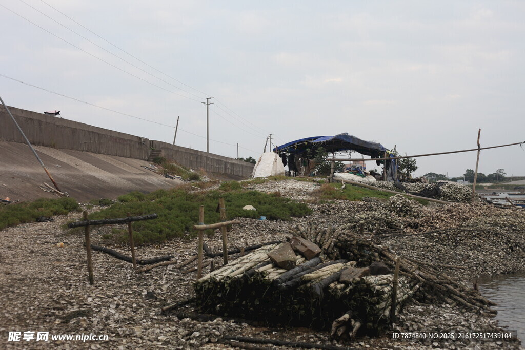 河岸废弃场景