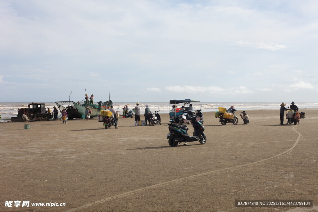 沙滩上的热闹游玩场景