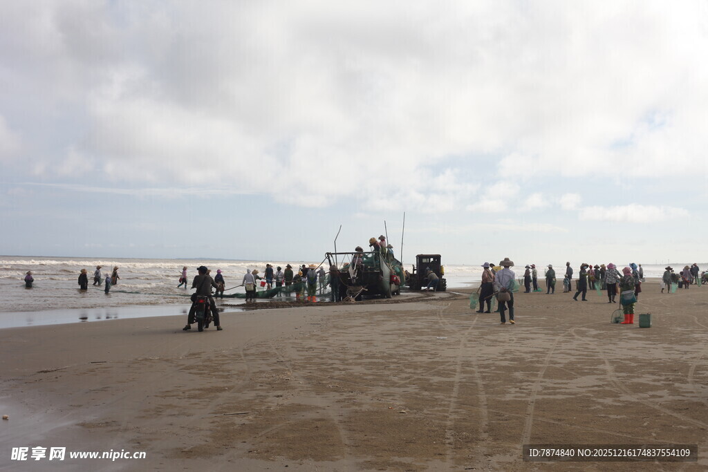 海滩上的人群与活动场景