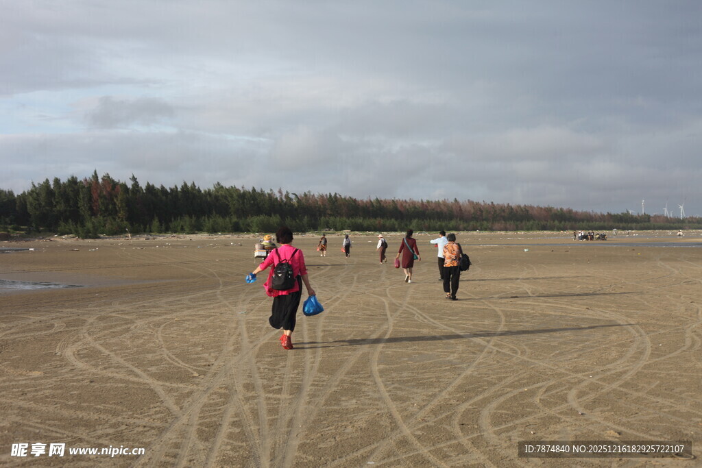 沙滩上的欢乐人群