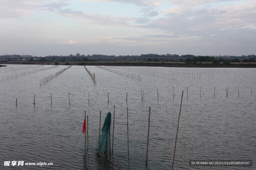 水域中的养殖设施景观