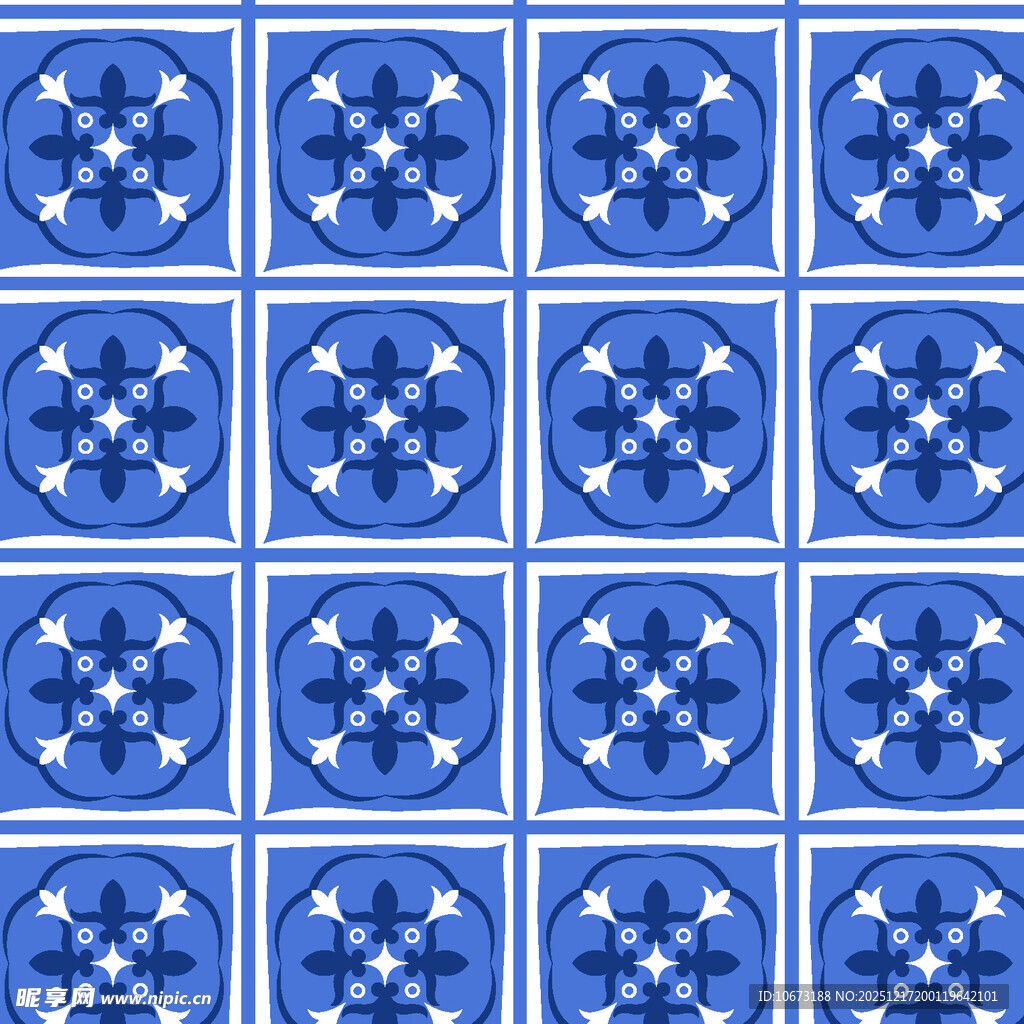 蓝色几何图案瓷砖背景