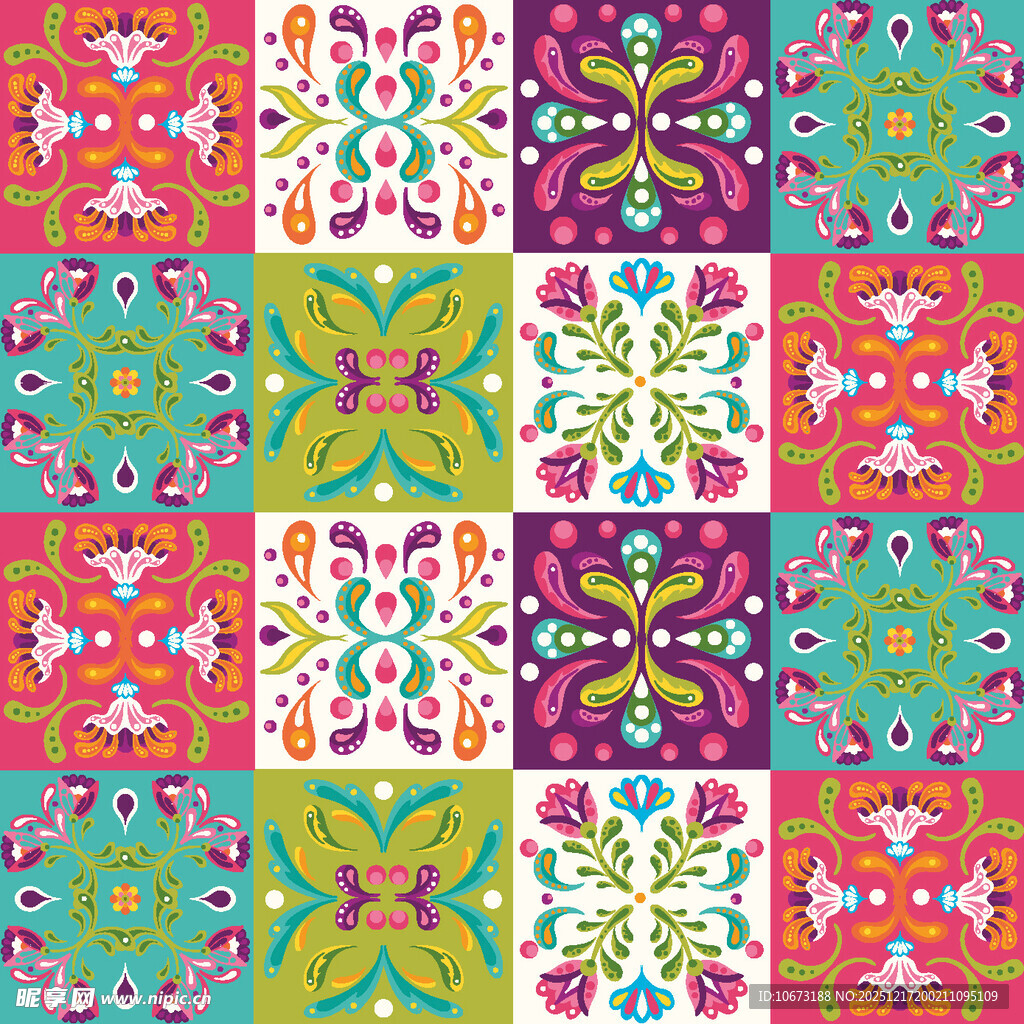 多彩几何花纹拼接图案