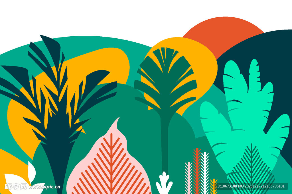 热带丛林风光插画