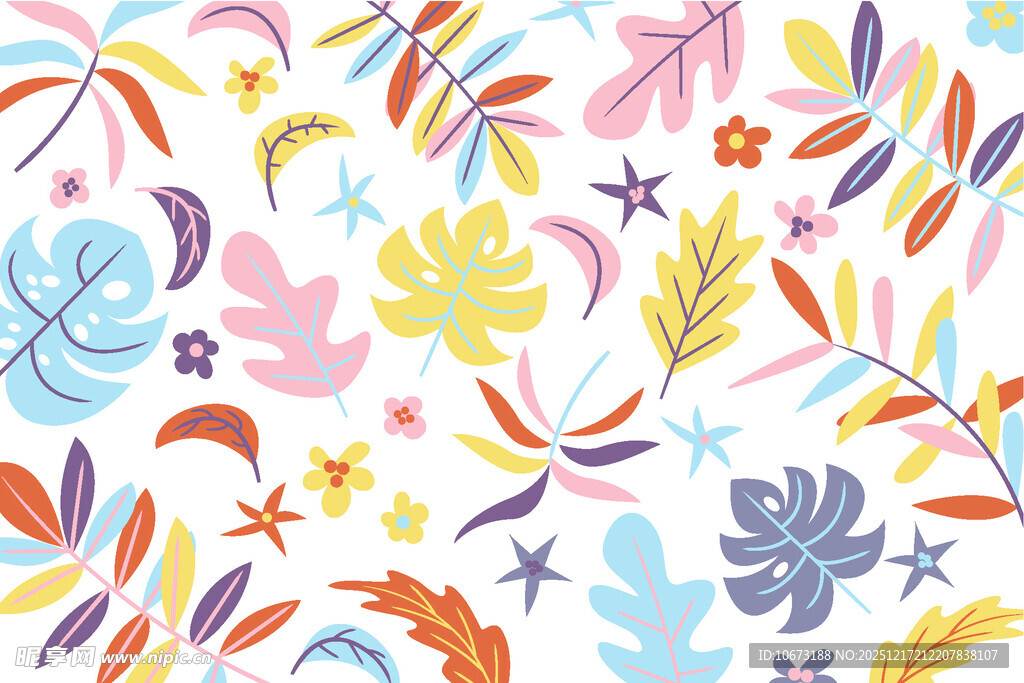 多彩植物图案背景