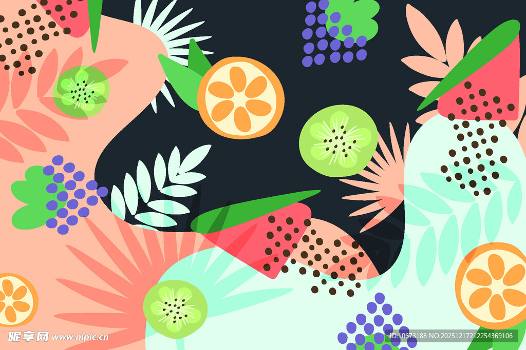 缤纷水果花卉图案背景