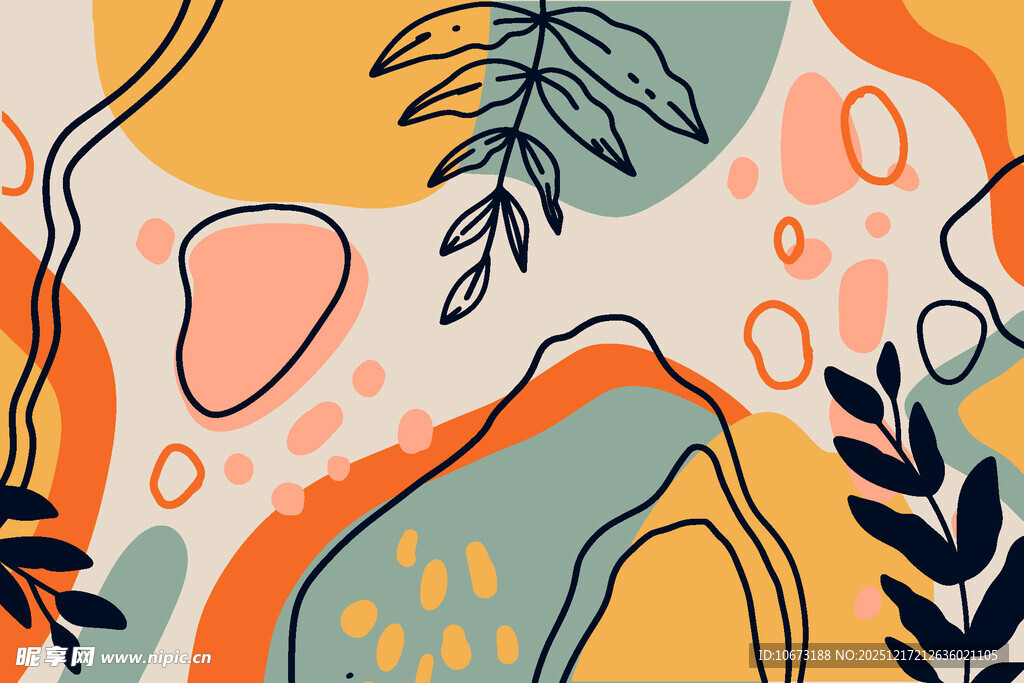 抽象几何植物图案背景