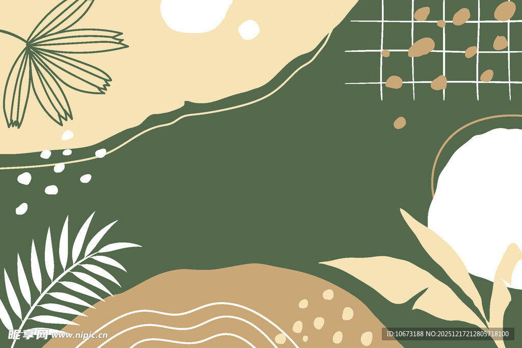 抽象绿植几何图案背景图