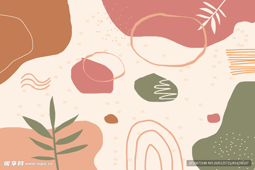 抽象几何植物图案背景