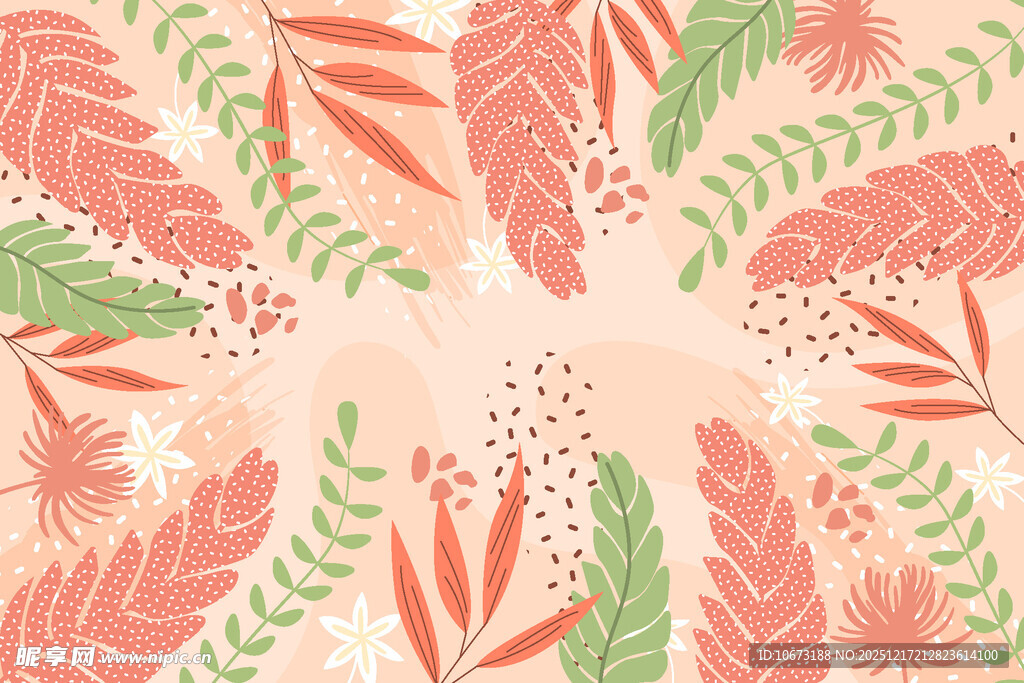 多彩植物图案背景