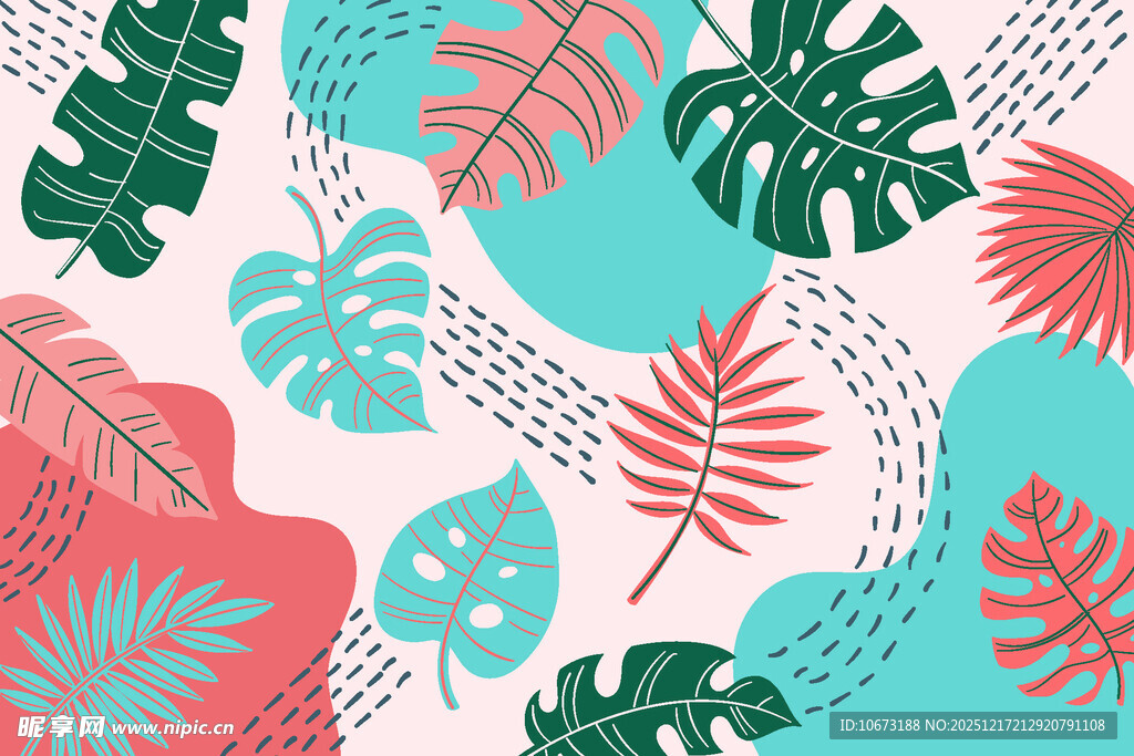 热带植物花卉图案背景