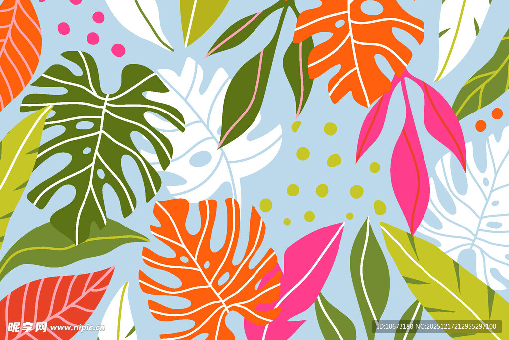 热带植物花纹图案设计