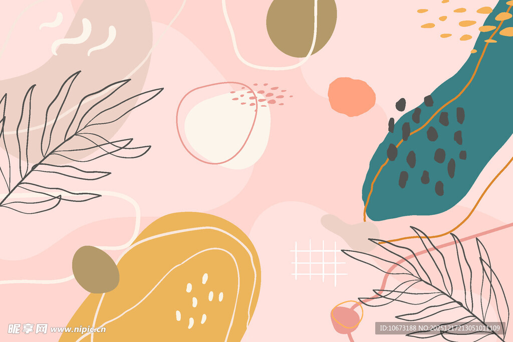 抽象几何植物图案背景