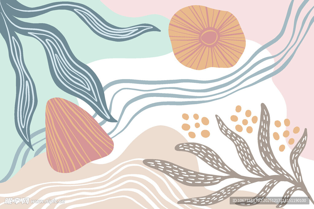 海洋风植物图案插画