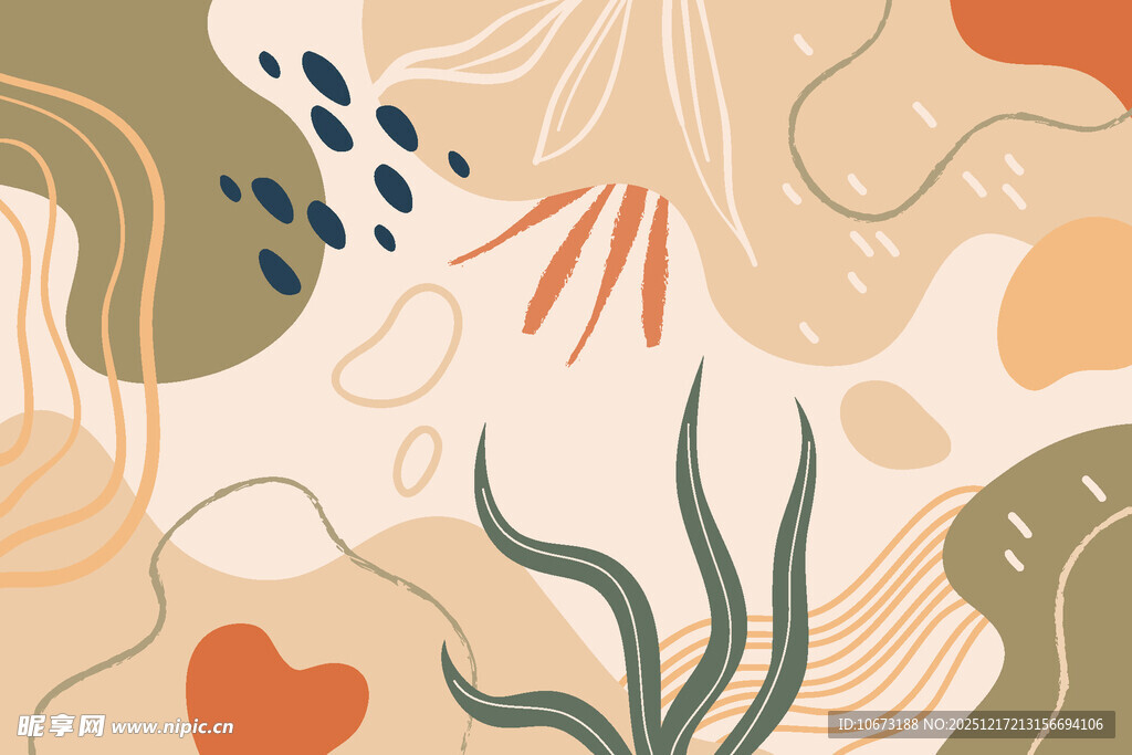 抽象自然风植物图案背景