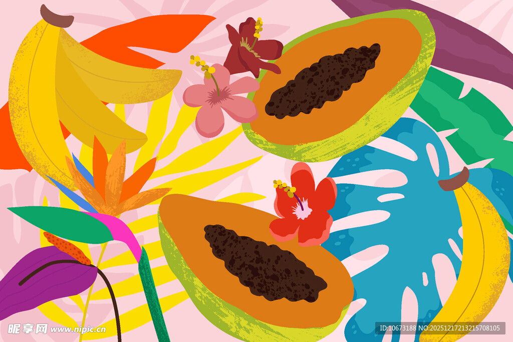 缤纷热带水果插画