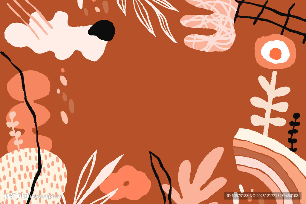 暖色调手绘风植物装饰图