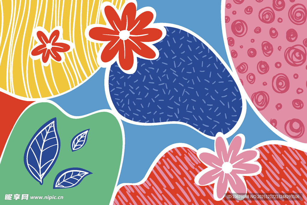 多彩花卉抽象图案设计