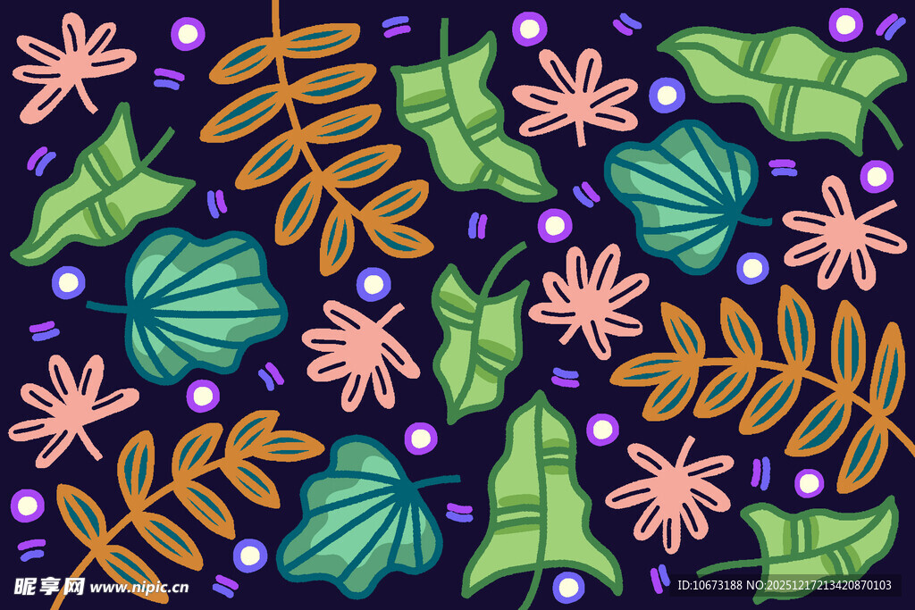 梦幻植物花卉图案背景