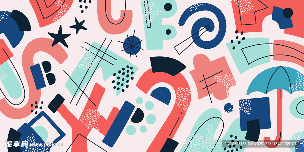 多彩手绘字母图案设计