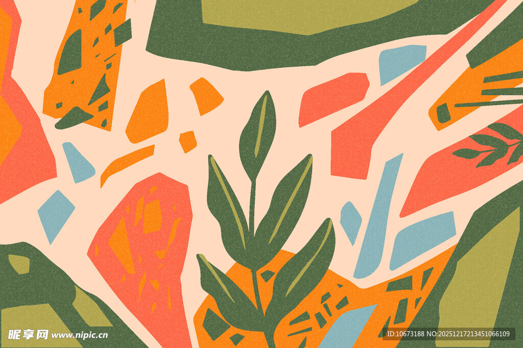 抽象几何植物图案背景