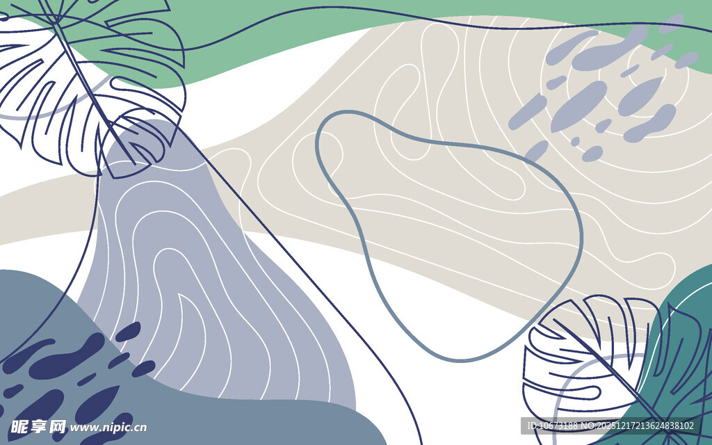 抽象几何绿植图案背景