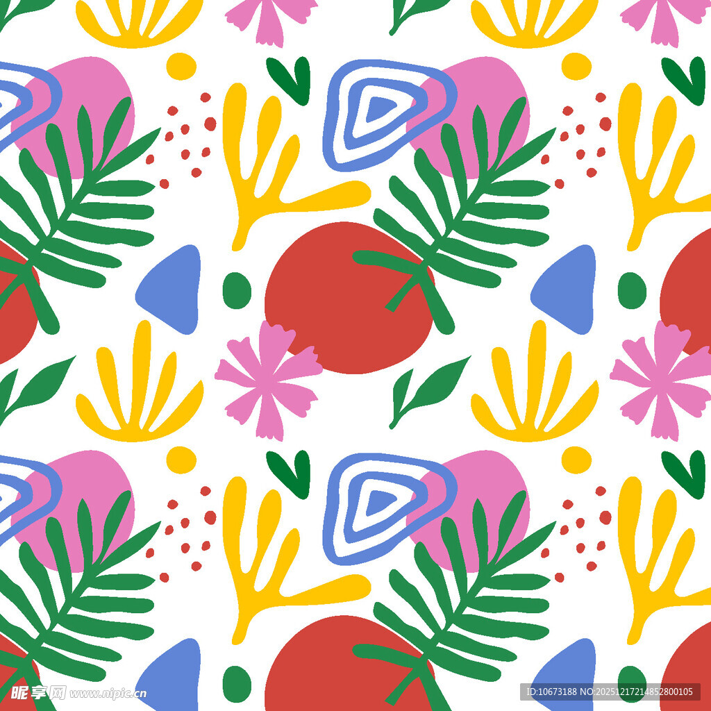 多彩植物花卉无缝图案