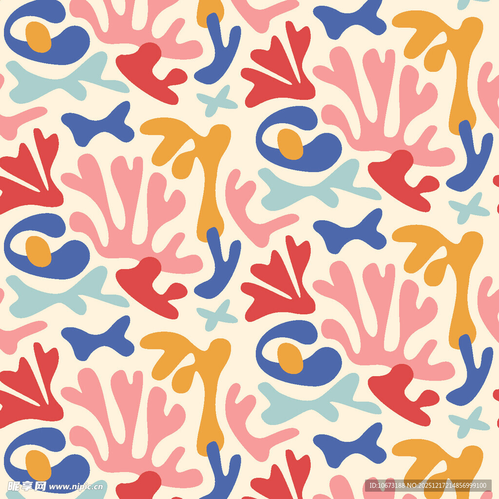 海洋元素缤纷花纹图案