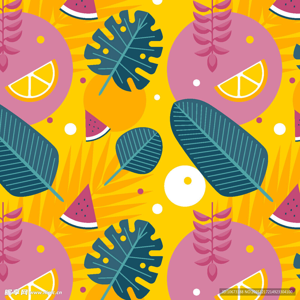 热带水果植物图案背景