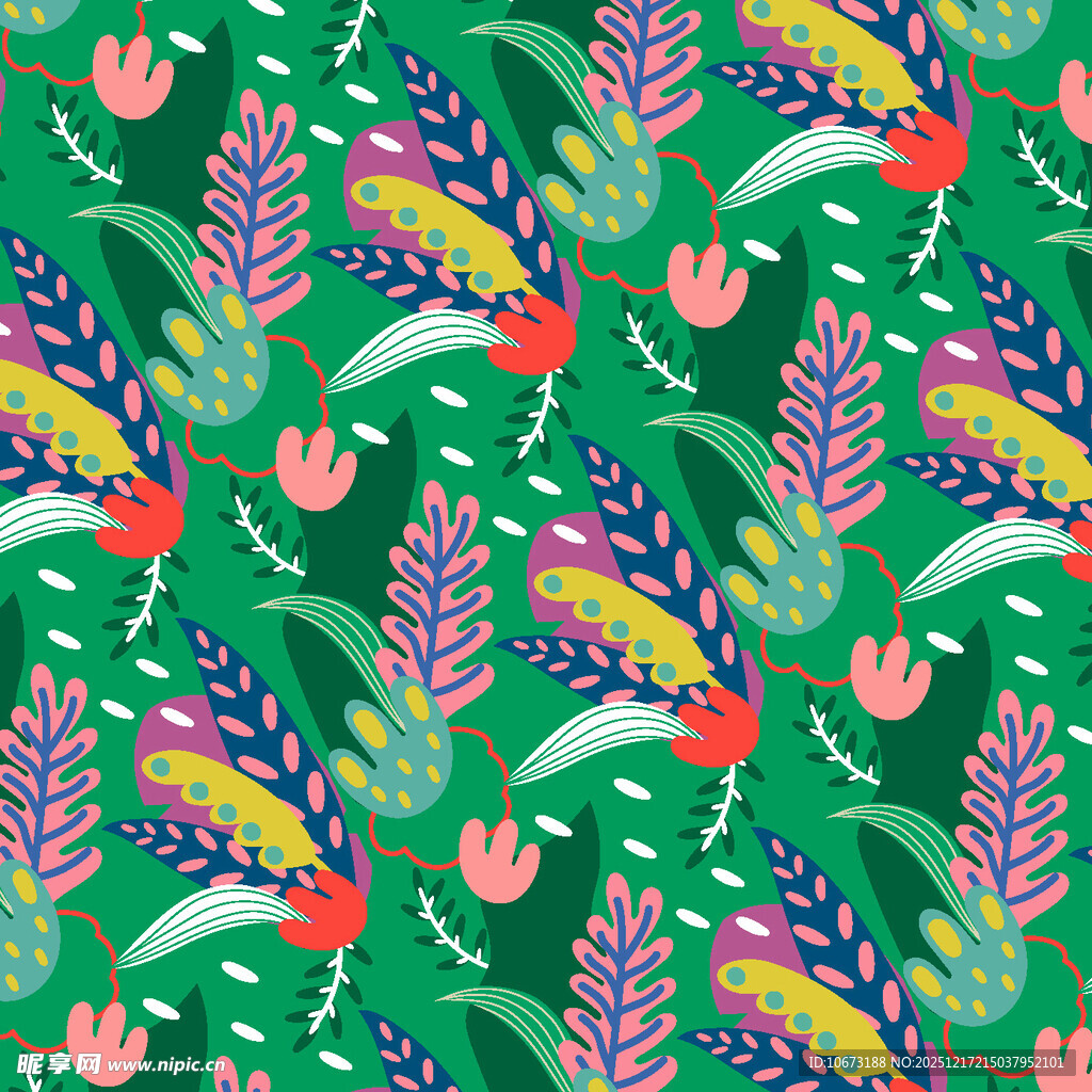 绿色花卉飞鸟图案背景