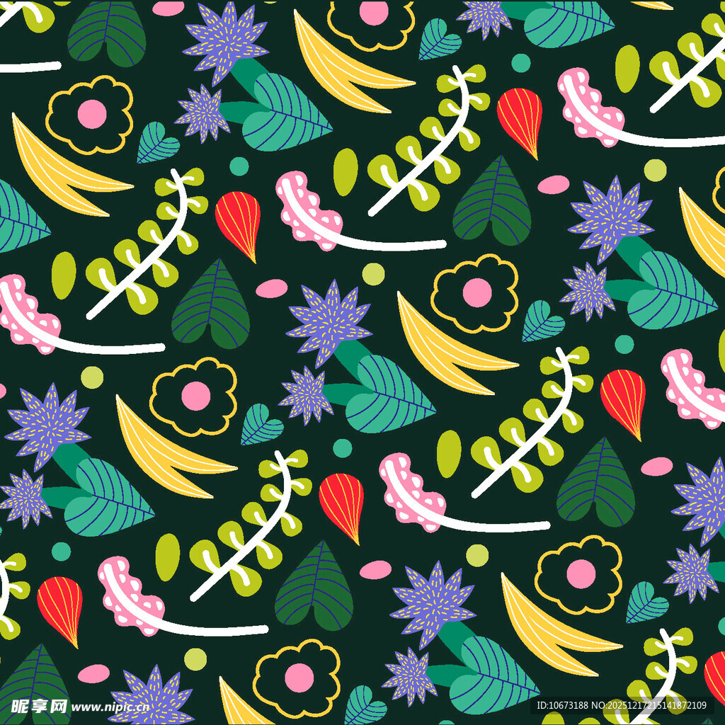 多彩花卉植物图案背景