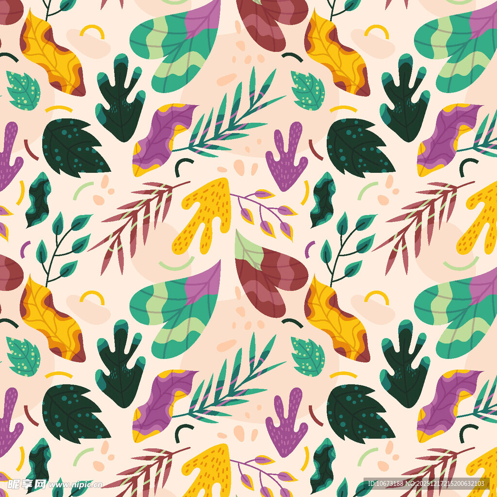 热带风情动植物图案背景