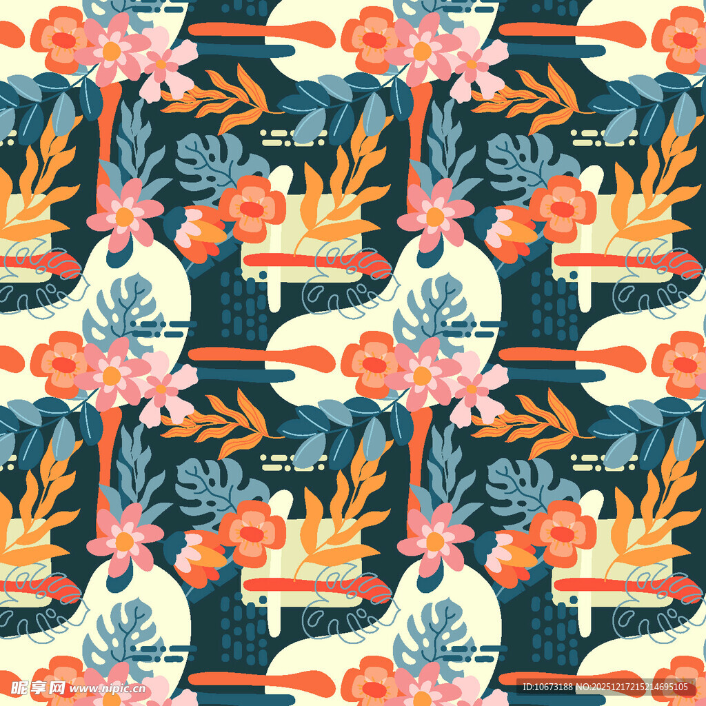 花卉兔子图案的精美织物