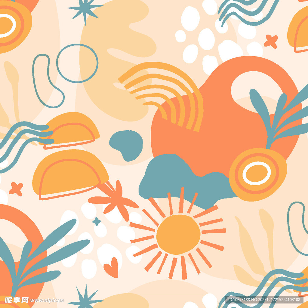 夏日活力抽象图案元素