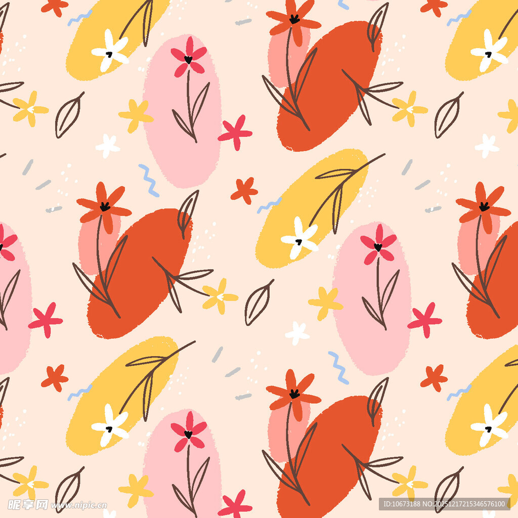 花卉叶子图案的可爱背景