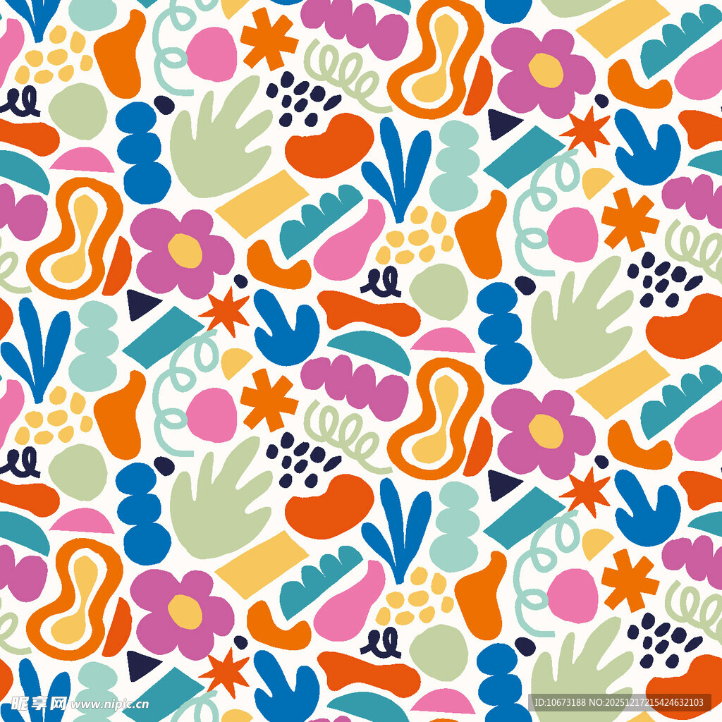 多彩花卉抽象图案设计