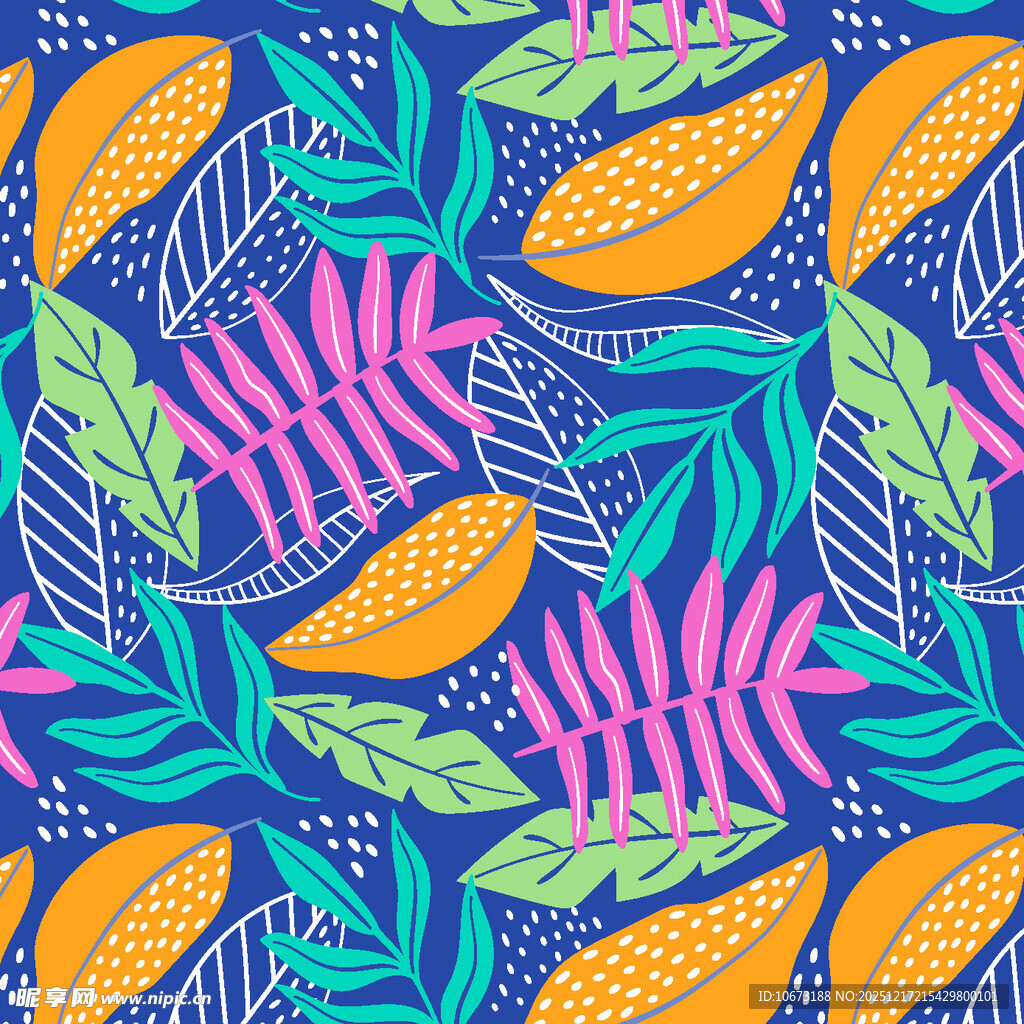 热带水果叶图案背景