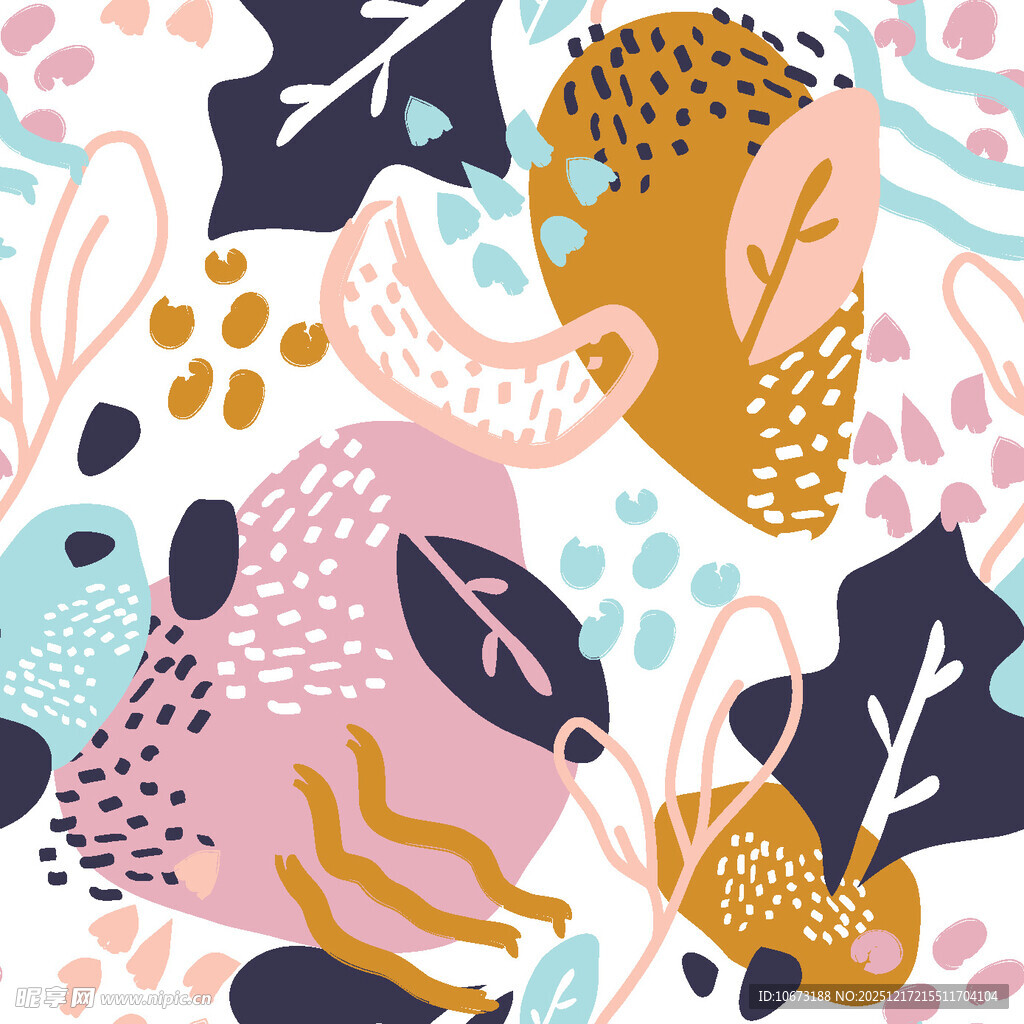 抽象多彩动植物图案设计