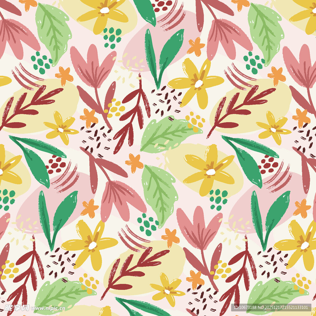 粉色花卉植物无缝图案