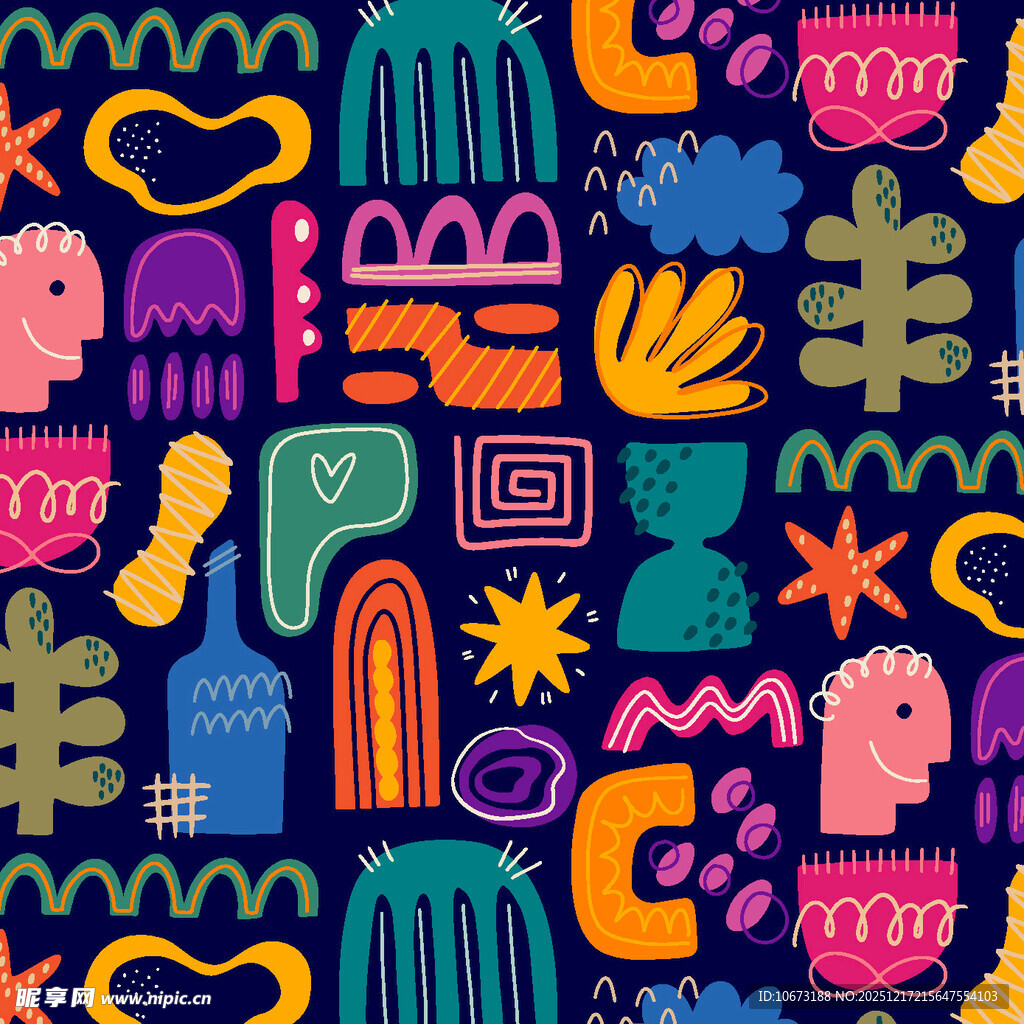 多彩抽象几何图案装饰画