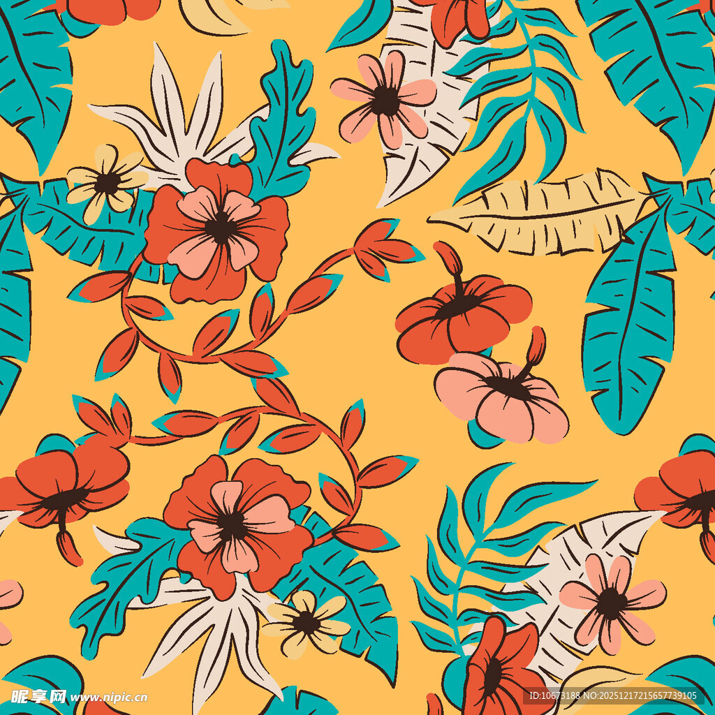 热带花卉图案背景设计
