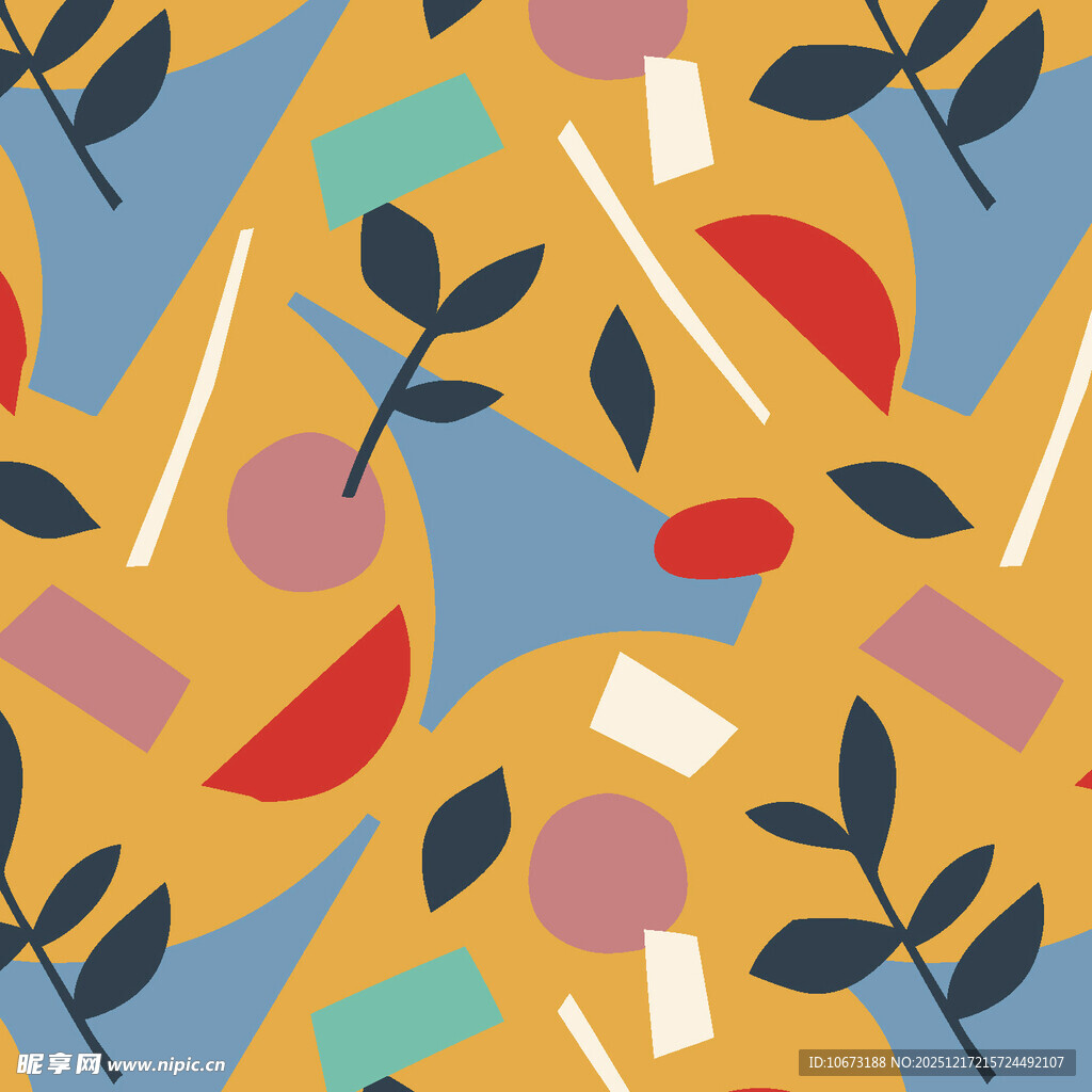 抽象几何植物图案背景