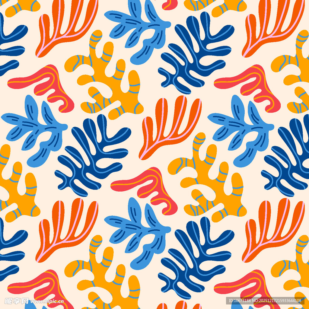 多彩植物图案背景纹理