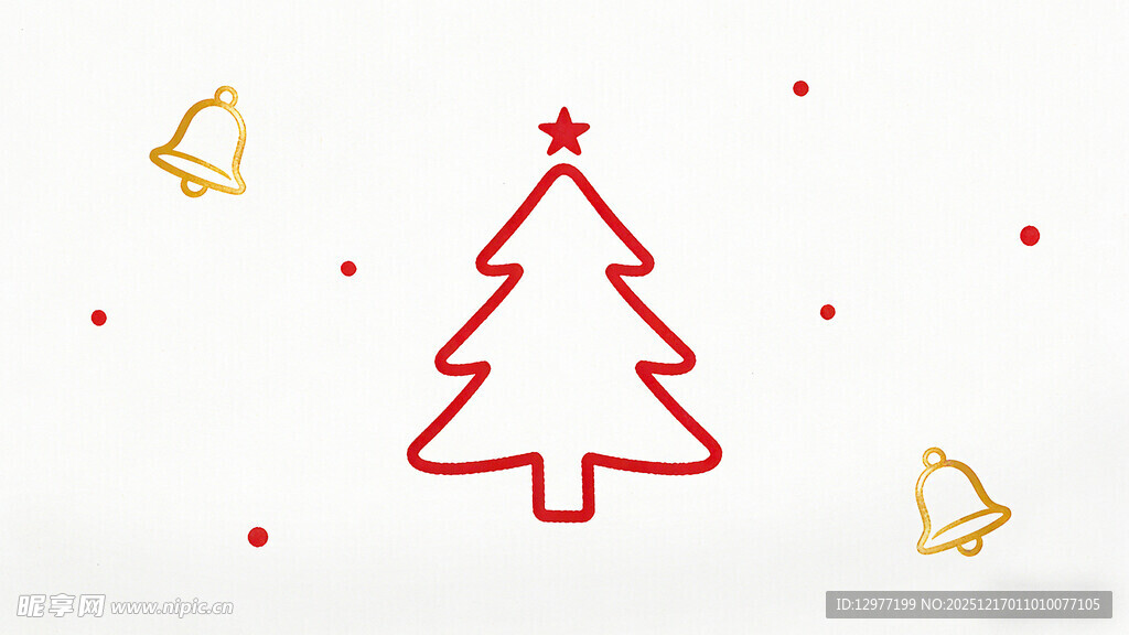 简约线条圣诞树与铃铛